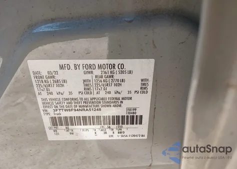 2022 Ford Maverick Xl z USA, uszkodzony, nr VIN 3FTTW8F94NRA51248